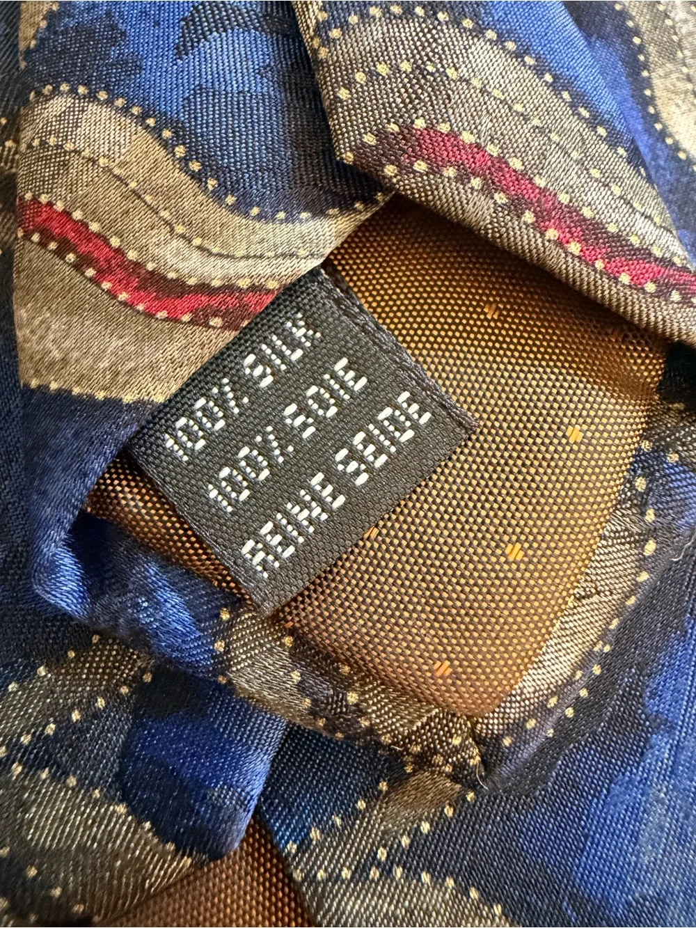 Vintage Louis Roth Vintage 100% Silk Tie Geometric Wave Blue Gray Made in Italy